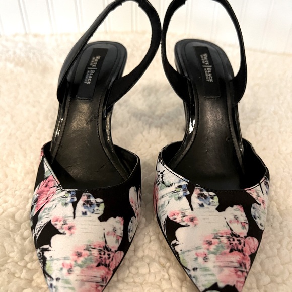 White House Black Market Women’s Size US 5 1/2 Leather Outsole Floral Slingback - Picture 4 of 11